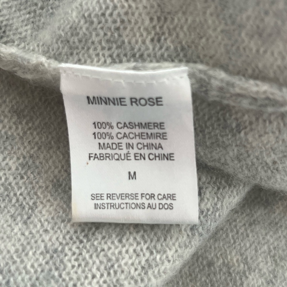 Minnie Rose 100% Cashmere Hooded Cardigan Gray Medium - Picture 6 of 6